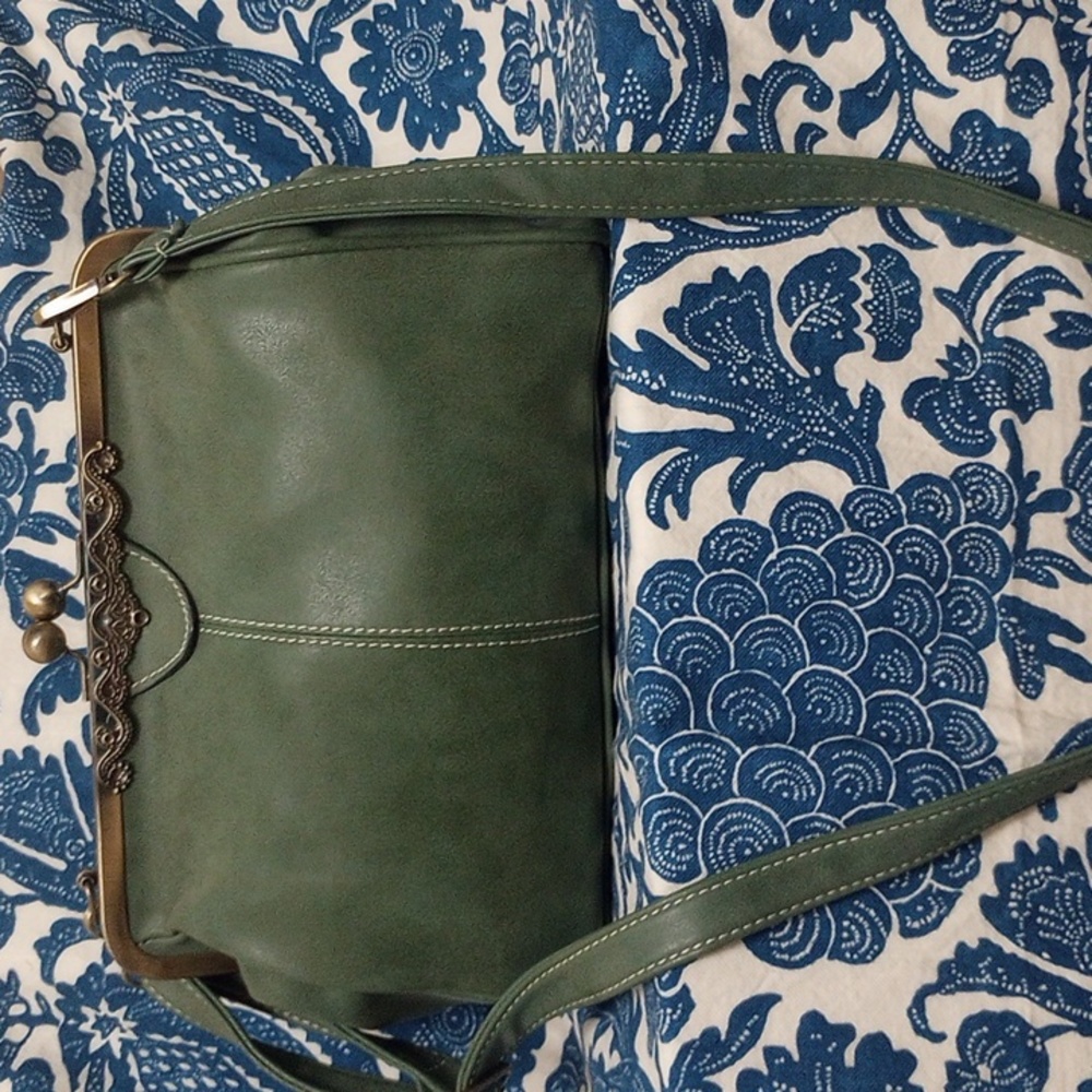 ivy & fig Olive and Brass Shoulder Bag